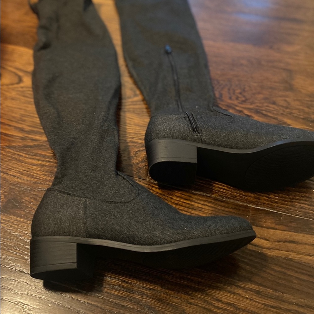 Over the knee dark grey boots